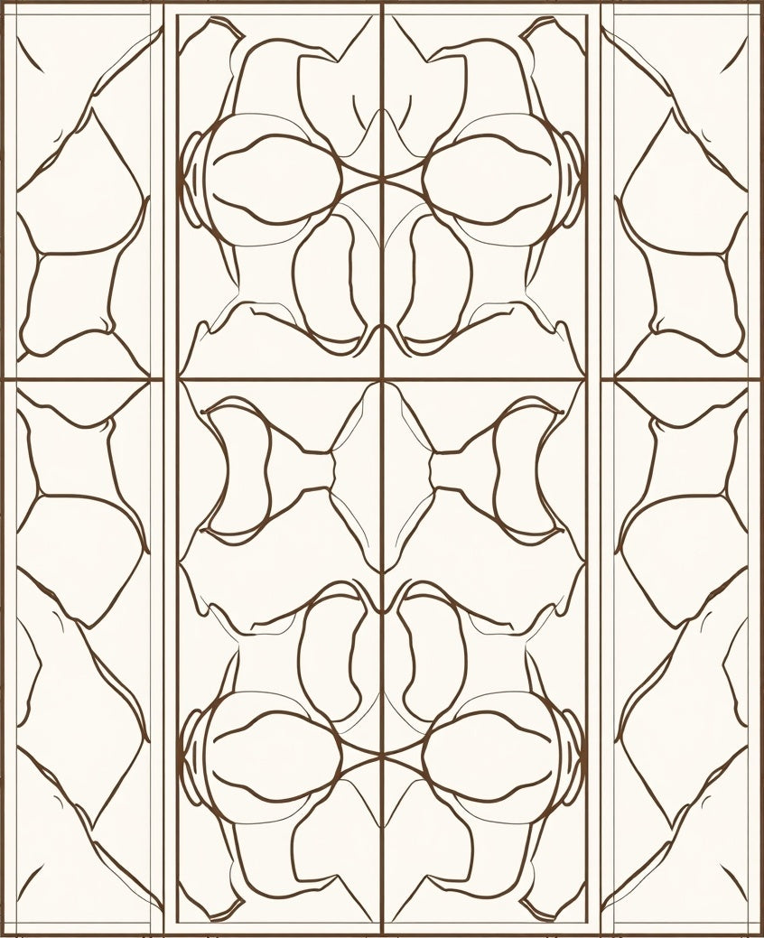 Organic Abstract Symmetric Brown Design Rug