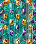 Glamorous Gemstone Art Nouveau Rug