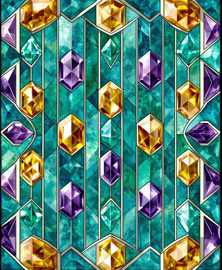 Glamorous Gemstone Art Nouveau Rug