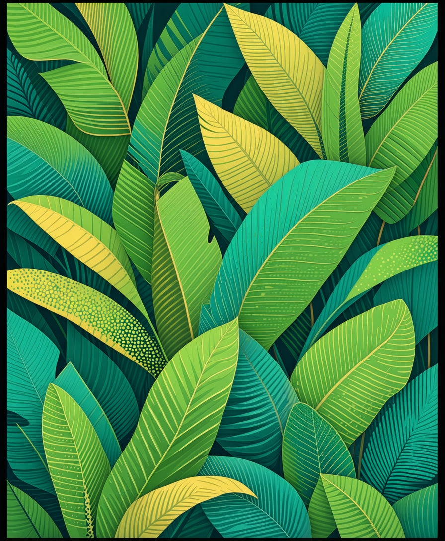 Lush Tropical Leaf Pattern Rug