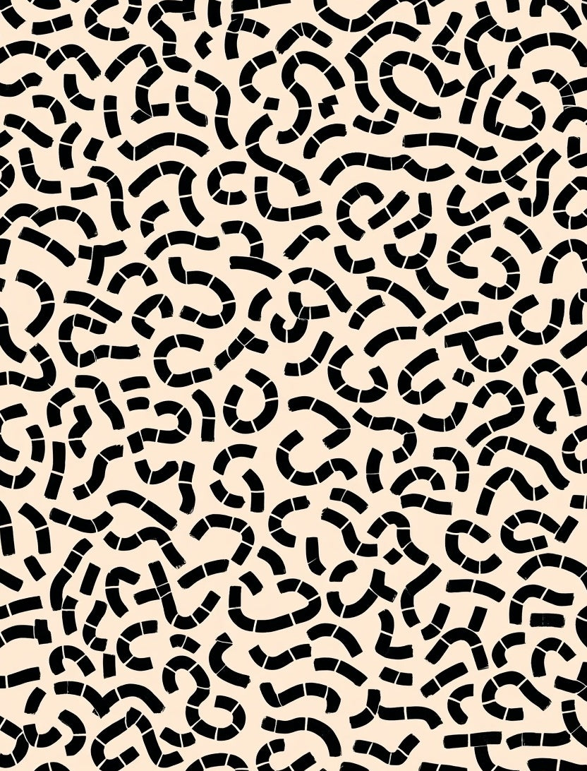 Abstract Black Brushstroke Curve Pattern Rug