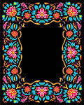 Vibrant Floral Border Design Rug