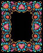 Vibrant Floral Border Design Rug