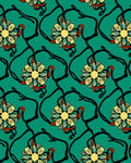 Teal Floral Vine Pattern Rug