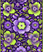 Bold Floral Purple Lime Green Pattern Rug