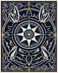 Art Nouveau Style Floral Compass Design Rug