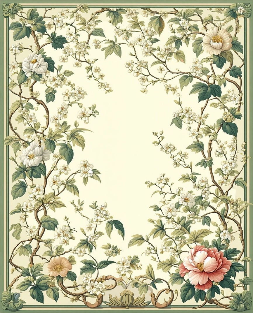 Vintage Floral Vine Pattern Rug