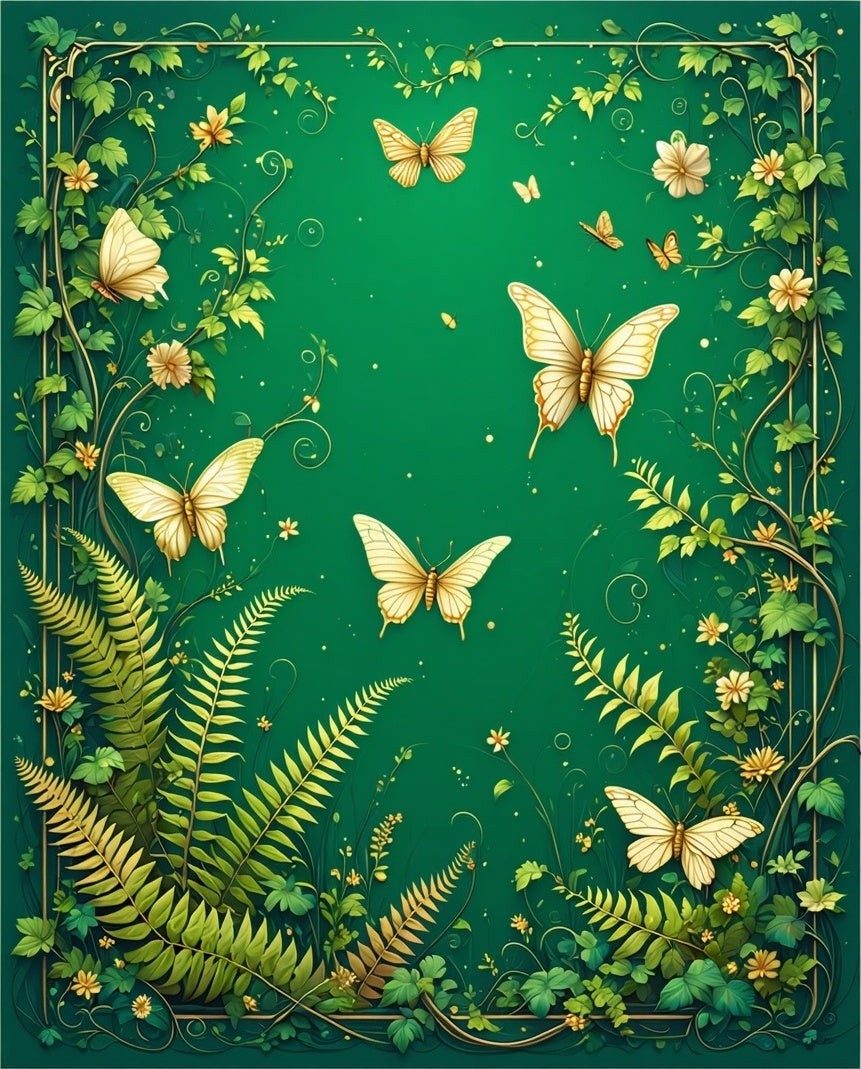 Lush Garden Butterfly Nature Pattern Rug