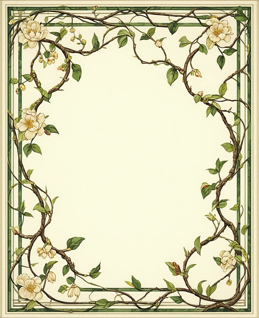 Vine and Blossom Floral Frame Rug