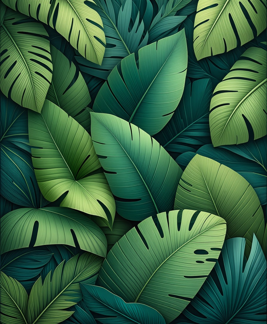Lush Tropical Leaf Pattern Rug