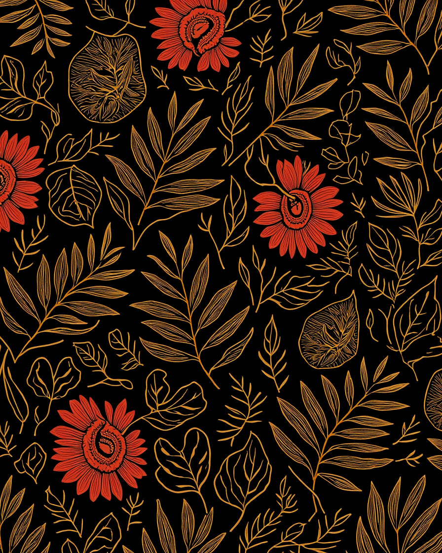 Floral Botanic Line Art Rug