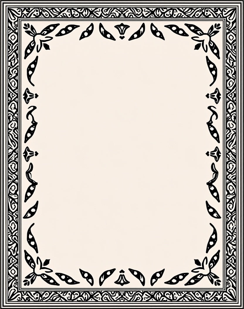 Classic Black White Floral Border Design Rug