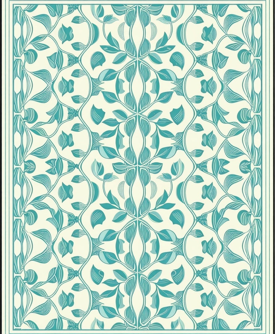 Teal Floral Vintage Pattern Rug
