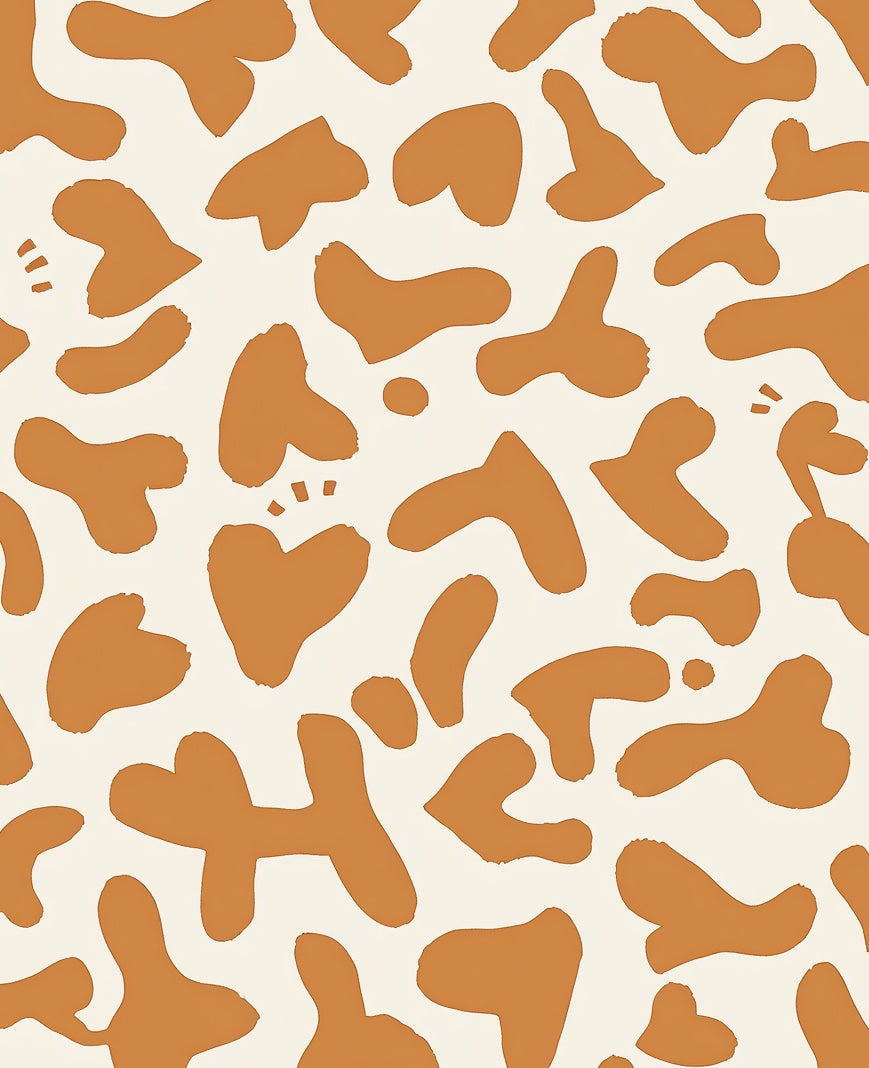Abstract Terracotta Blob Pattern Rug