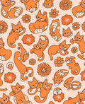 Groovy Orange Cat Flower Pattern Rug