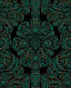 Emerald Green Rich Swirl Pattern Rug
