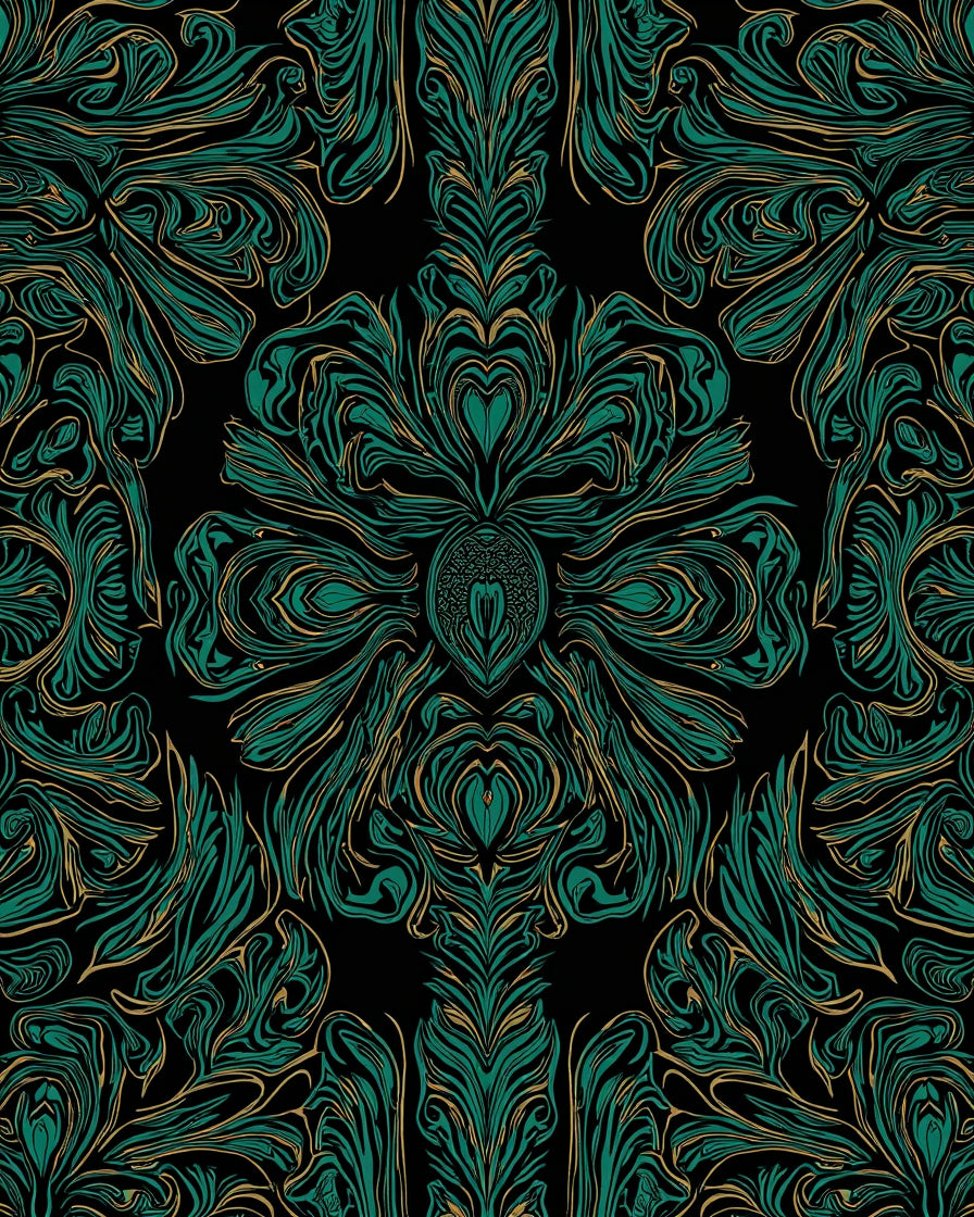 Emerald Green Rich Swirl Pattern Rug