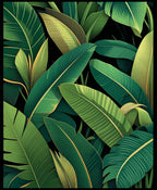 Lush Green Tropical Leaf Pattern Rug