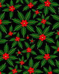 Vibrant Red Flower Festive Green Leaves Rug