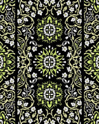 Black Floral Mandala Pattern Rug