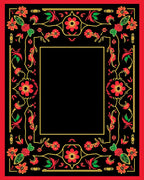 Bold Floral Vines And Red Accents Rug