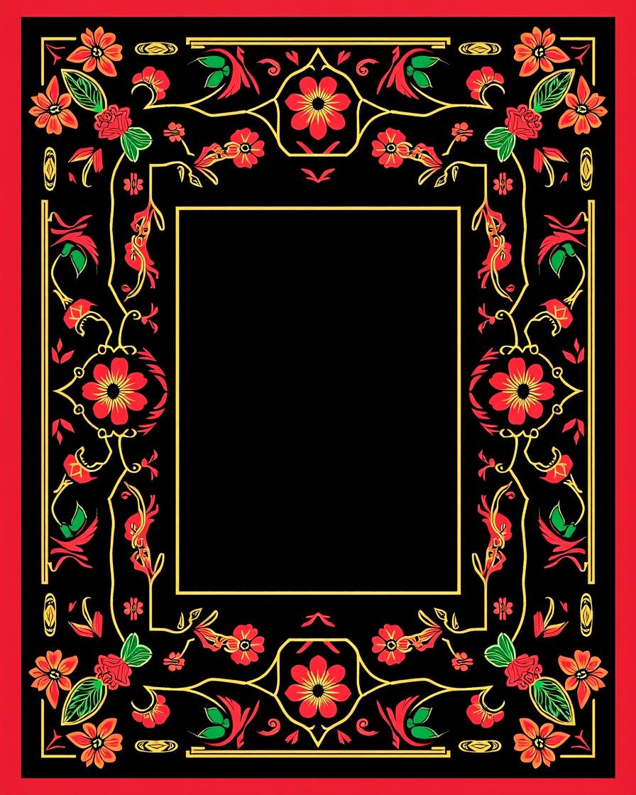Bold Floral Vines And Red Accents Rug