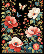 Vibrant Floral Butterfly Garden Pattern Rug