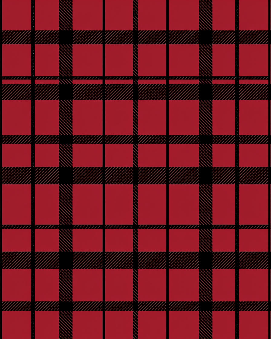 Classic Red Black Plaid Tartan Rug