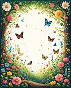 Whimsical Floral And Butterfly Garden Rug