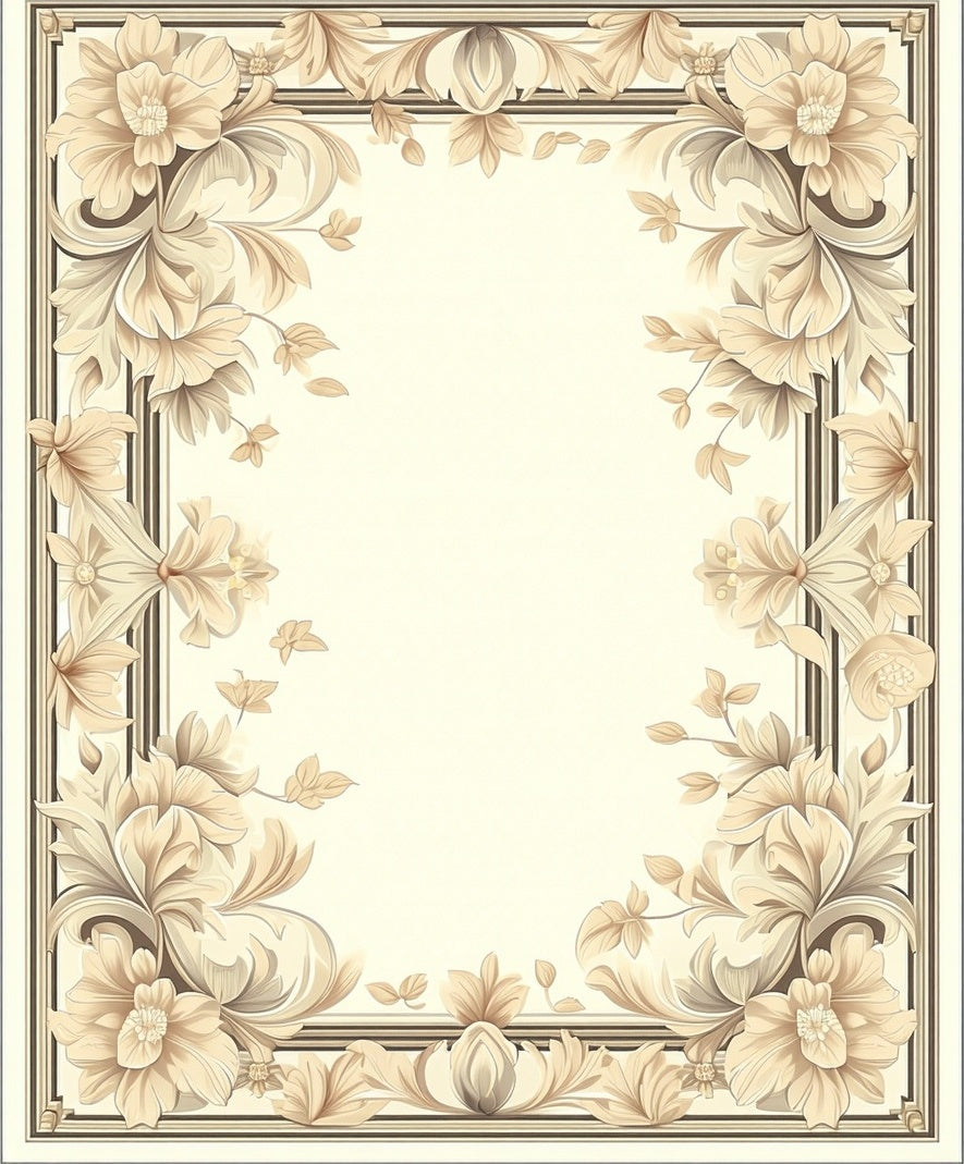 Elegant Floral Scrollwork Frame Design Rug