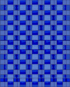 Geometric Blue Contemporary Tile Pattern Rug