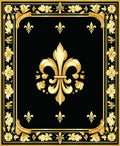 Regal Gold Fleur-de-lis Black Floral Rug