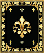 Regal Gold Fleur-de-lis Black Floral Rug