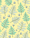 Delicate Botanical Pattern With Teal Leaves Rug