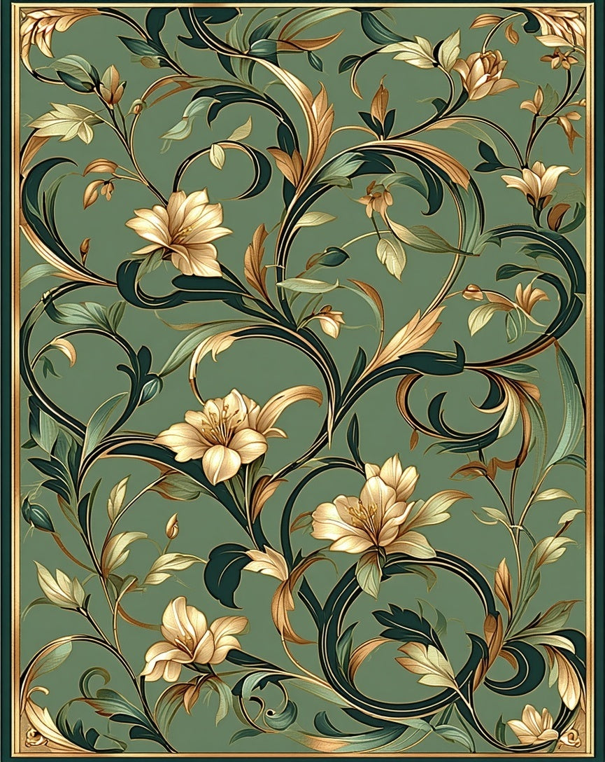 Elegant Floral Swirls Pattern Rug