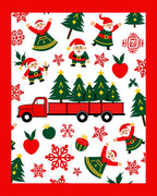 Merry Christmas Truck Snowflakes Santas Rug