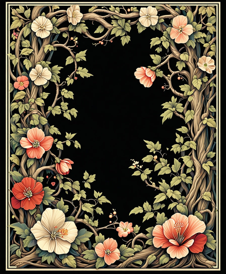 Arboreal Floral Swirl Pattern Rug