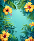 Tropical Hibiscus Leaf Frame Design Rug