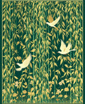 Golden Birds Amidst Bamboo Leaves Rug