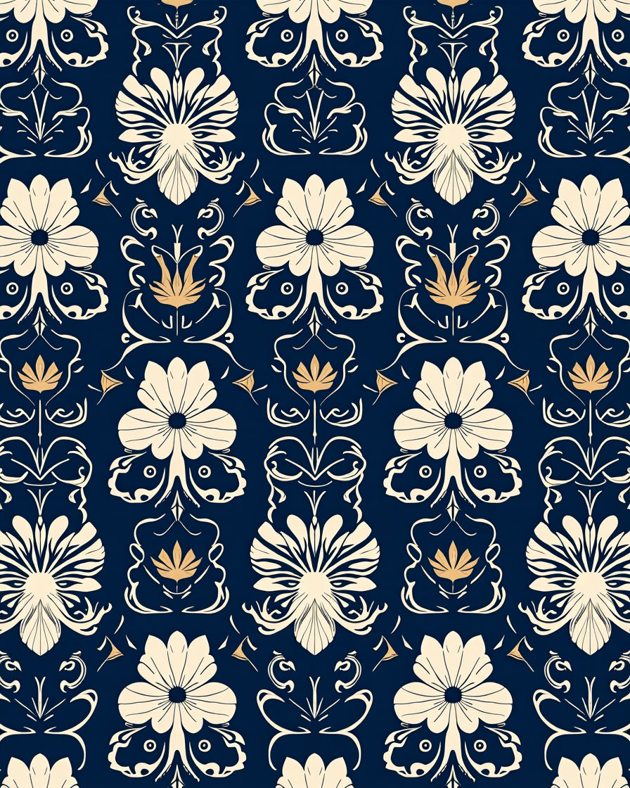 Art Nouveau Floral Damask Cream Design Rug