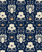 Art Nouveau Floral Damask Cream Design Rug