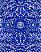 Royal Blue Abstract Mandala Pattern Rug