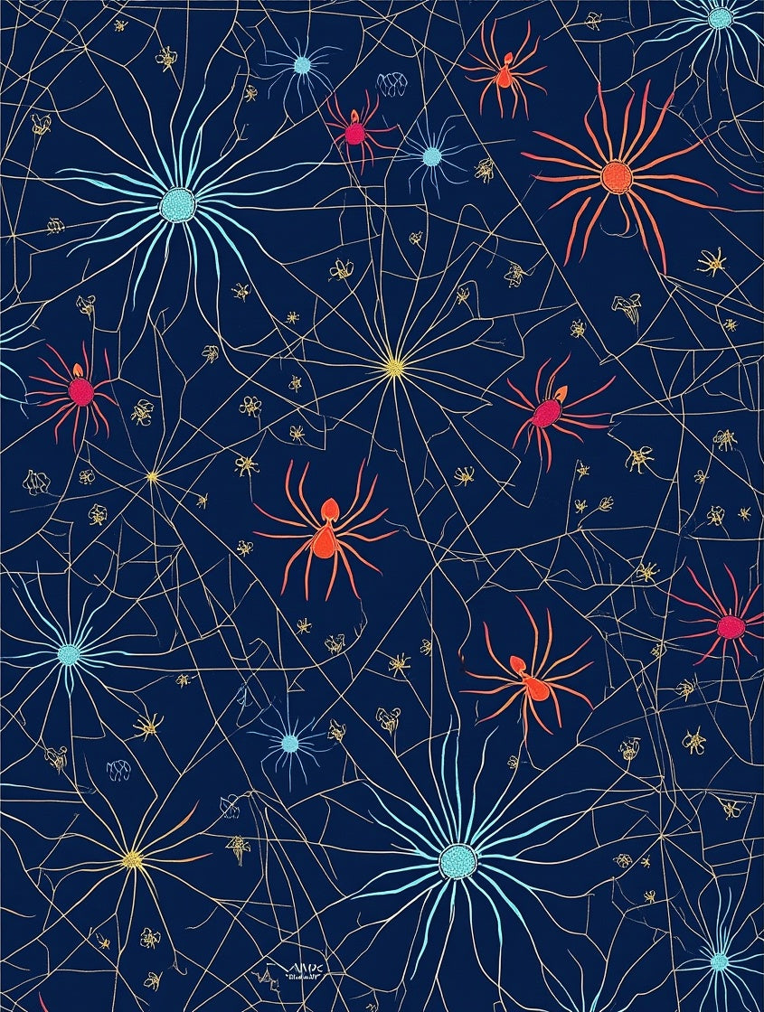 Dark Blue Spiderweb Pattern Design Rug