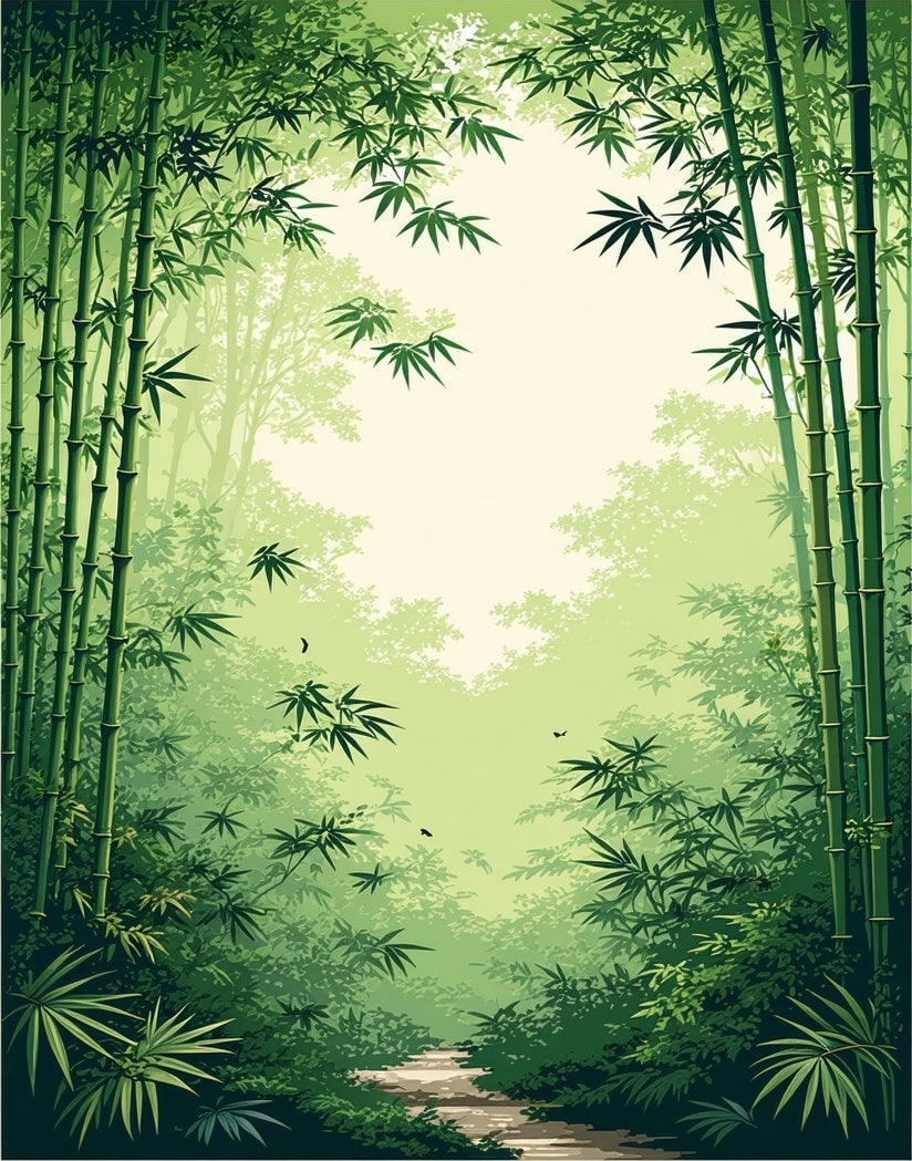 Misty Bamboo Forest Path Rug