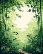 Misty Bamboo Forest Path Rug