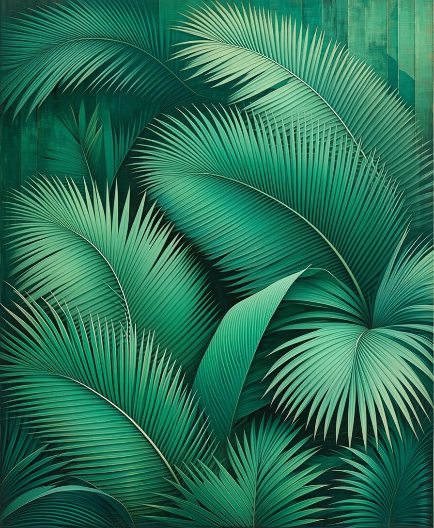 Lush Greenery Tropical Palm Leaves Rug