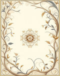 Floral Vine Mandala Neutral Tones Rug