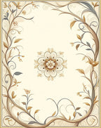 Floral Vine Mandala Neutral Tones Rug