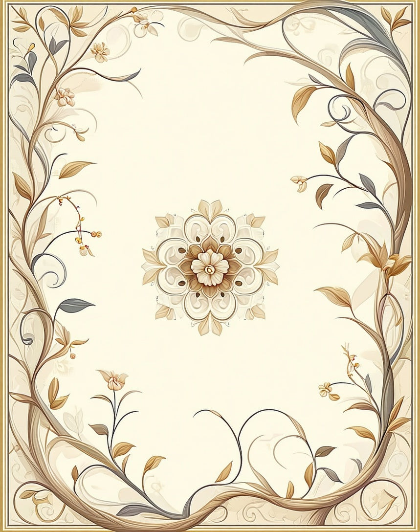 Floral Vine Mandala Neutral Tones Rug