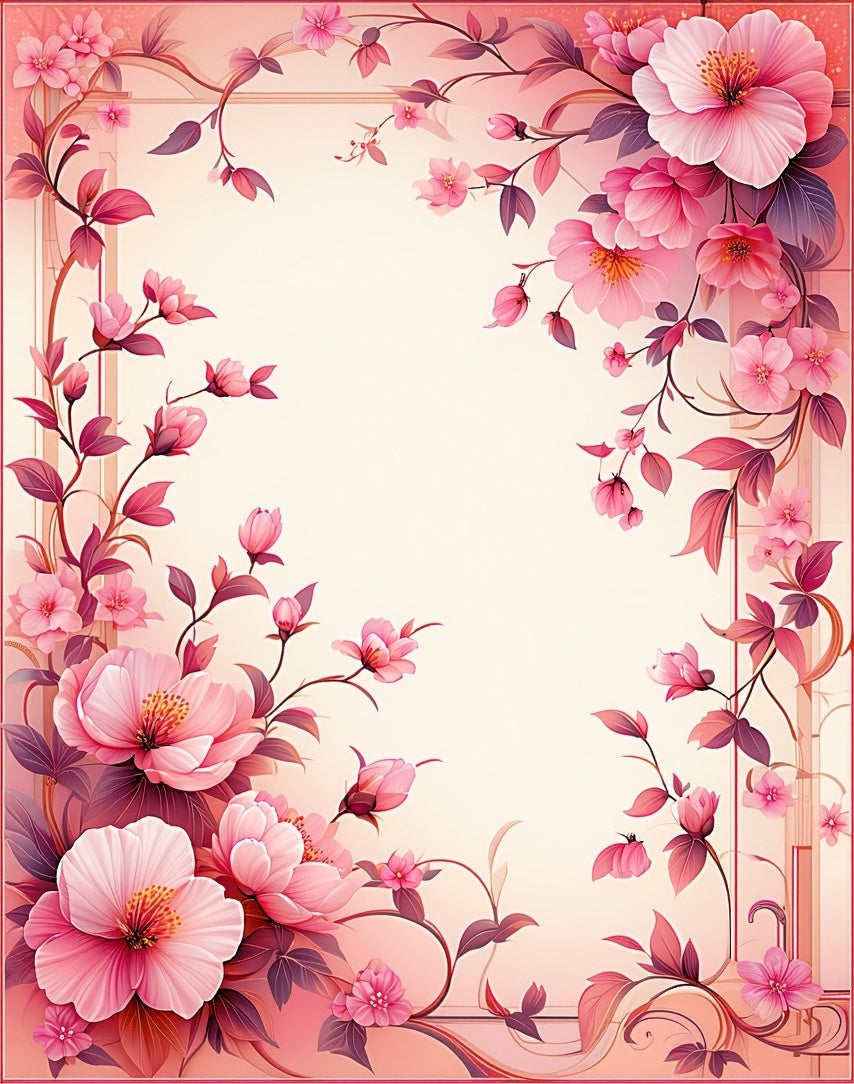 Pink Floral Garden Pattern Design Rug